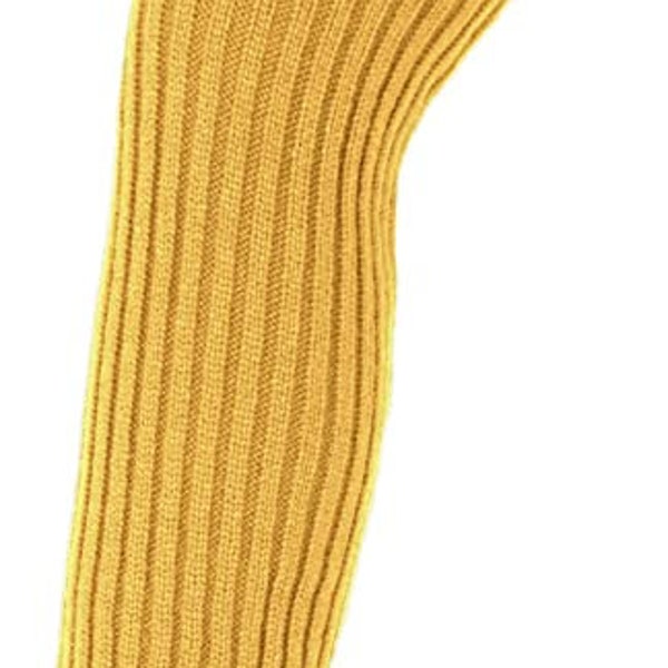 Women's Winter Knee High Footless Socks Knit Crochet Leg Warmer in Gold