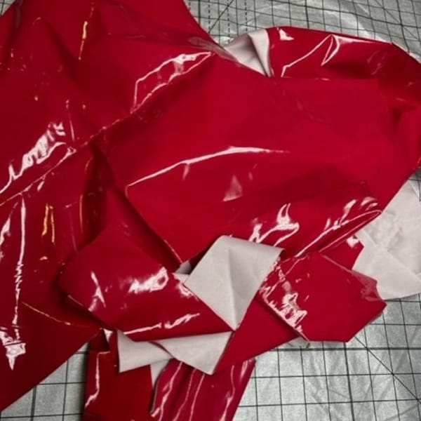 Bulk lot of scraps Exquisite soft shiny Red pleather Faux Leather jewelry doll clothes hat upholstery apparel costume fabric