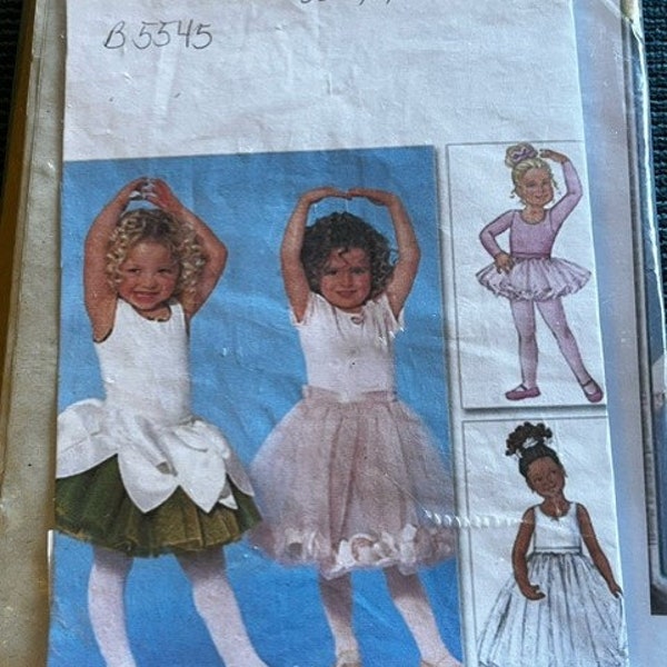 UNCUT Butterick 5545 Ballerina Fairy Dance bodysuit tutu child size 6 7 8 Costume Sewing Pattern