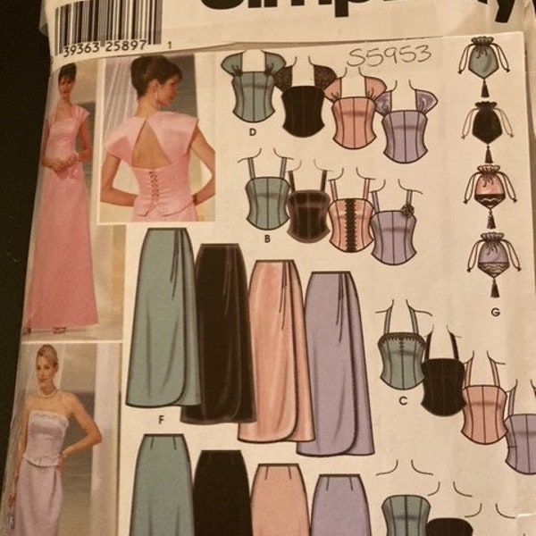 UNCUT Simplicity 5053 cami skirt and bag purse prom formal bridesmaid mother of the bride size 4 6 8 10 Sewing Pattern