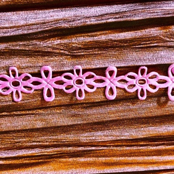 25 Yard Spool Pink Daisy Chain Die Cut Out Flower Trim Ribbon 7/8"Wide Home Decor Trim sewing crafting costuming