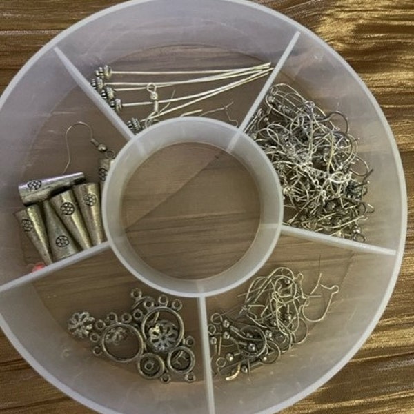 Bulk Lot Mixed silver earring hooks decorative headpins cone beads 5 loop chandeliers for jewelry making