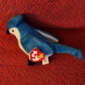 Vintage Ty &quot;Rocket&quot; Retired Beanie Baby With Ultra Rare Errors Blue Jay Collectable gift