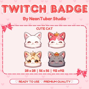 Cute Cat Sub Badges - twitch badges/ twitch emotes / custom twitch emotes / custom twitch badges / cat sub badges / channel points