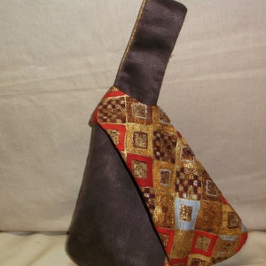 japanese knot bag faux suede and cotton