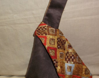 japanese knot bag faux suede and cotton