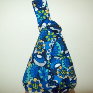 japanese knot bag Blue large wristlet