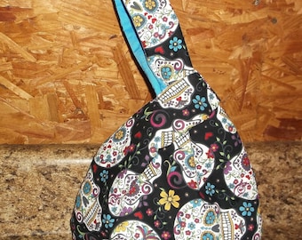 japanese knot bag sugar skulls wristlet