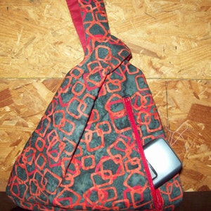 japanese knot bag Black and red  wristlet handbag