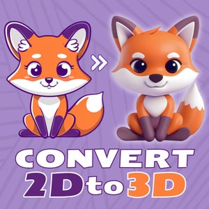 AANGEPASTE 2D naar 3D, 3D-modelleringservice, schattig, 3D-kunst, 3D-modelcommissie, 3D-ontwerpservice, 2D naar 3D, aangepaste 3D-modellering, afbeelding converteren naar 3D