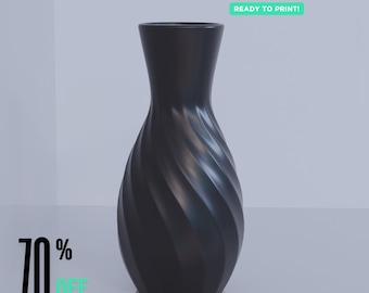 Modern Swirl Vase STL File: 3D Print Home Decor (Digital Download)