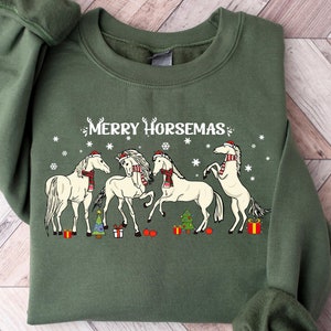 Merry Horsemas Shirt, Horses Christmas Shirt, Christmas Sweatshirt, Christmas Woman Sweatshirt, Christmas Lights Shirt, Christmas Gift