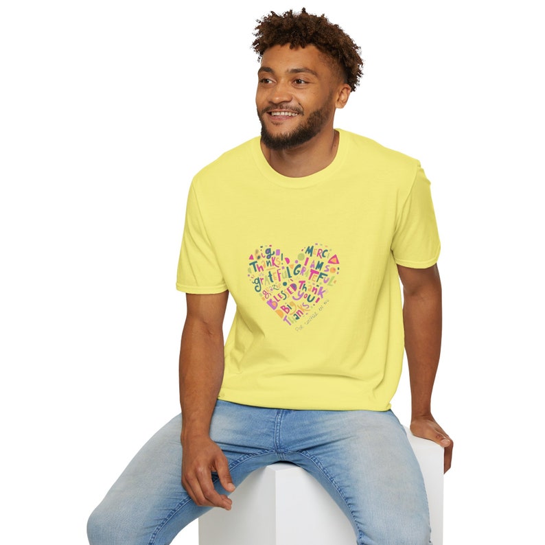 Colorful Heart Thank You T-Shirt | Multilingual Unisex Soft Tee, Many Languages Thank You Shirt, Vibrant Design, Casual Top image 4