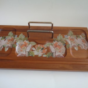 Vintage Wood Floral Dresser Valet image 1