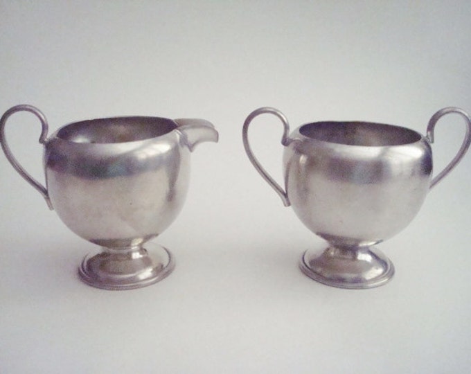 Genuine Pewter Sugar and Creamer Set. Etsy