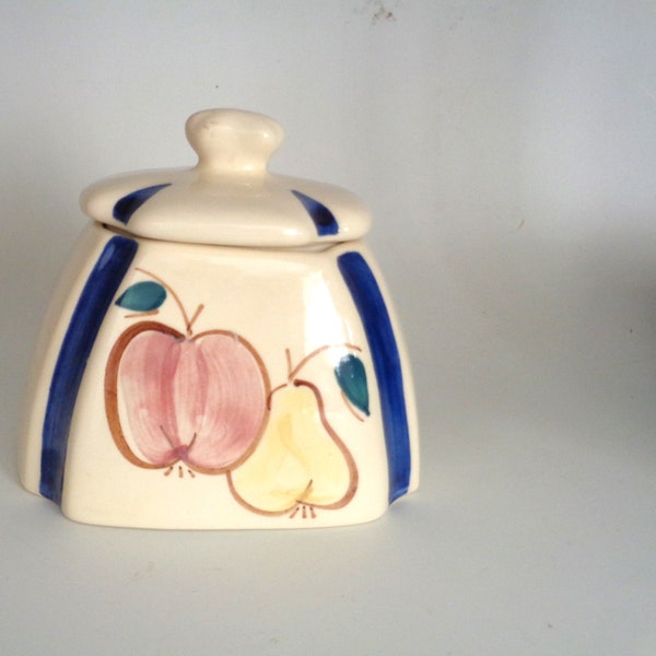 Vintage Lidded Purinton Pottery Fruit Grease Jar Apple and Pear