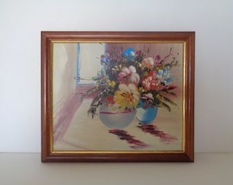 Vintage Floral Still Life Oil Painting