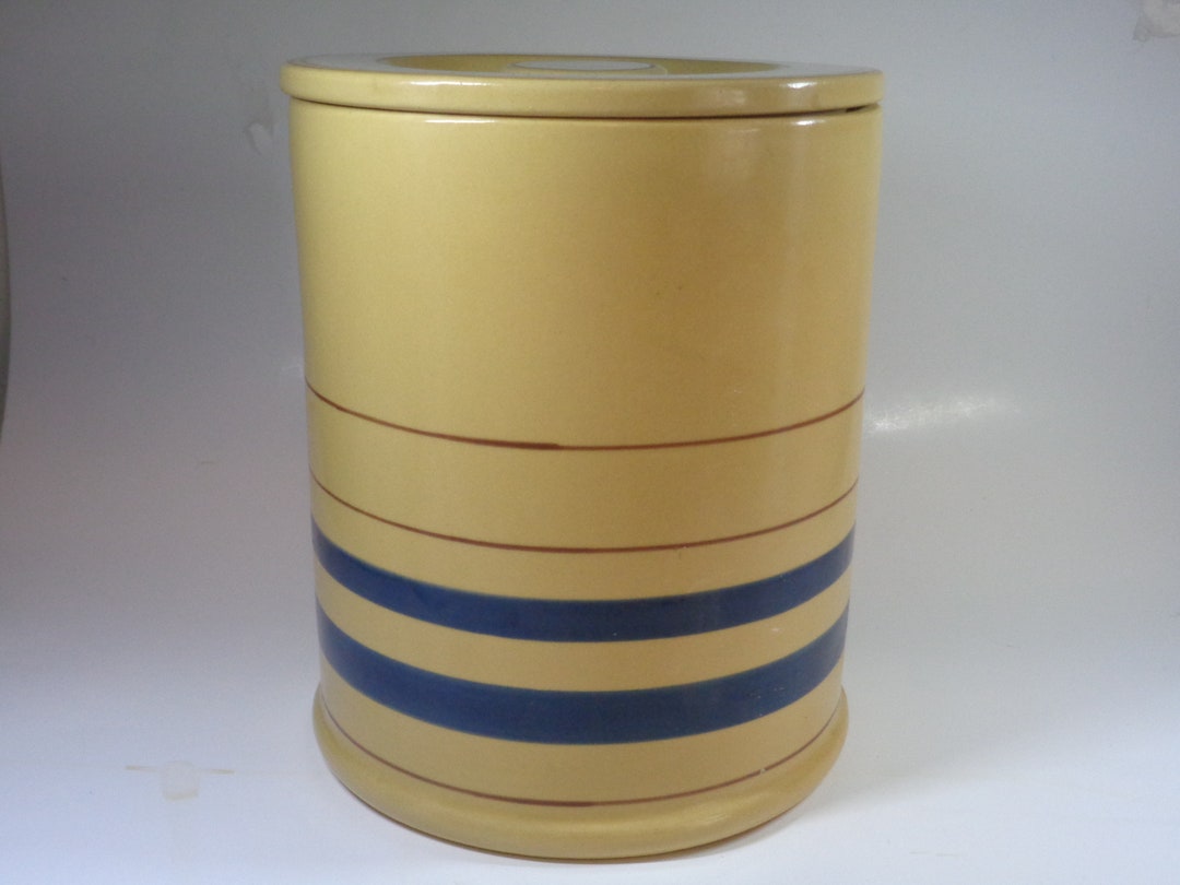 Large Vintage Over and Back Yellow Ware Canister Etsy