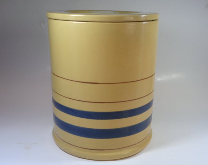 Large Vintage Over and Back Yellow Ware Canister Etsy