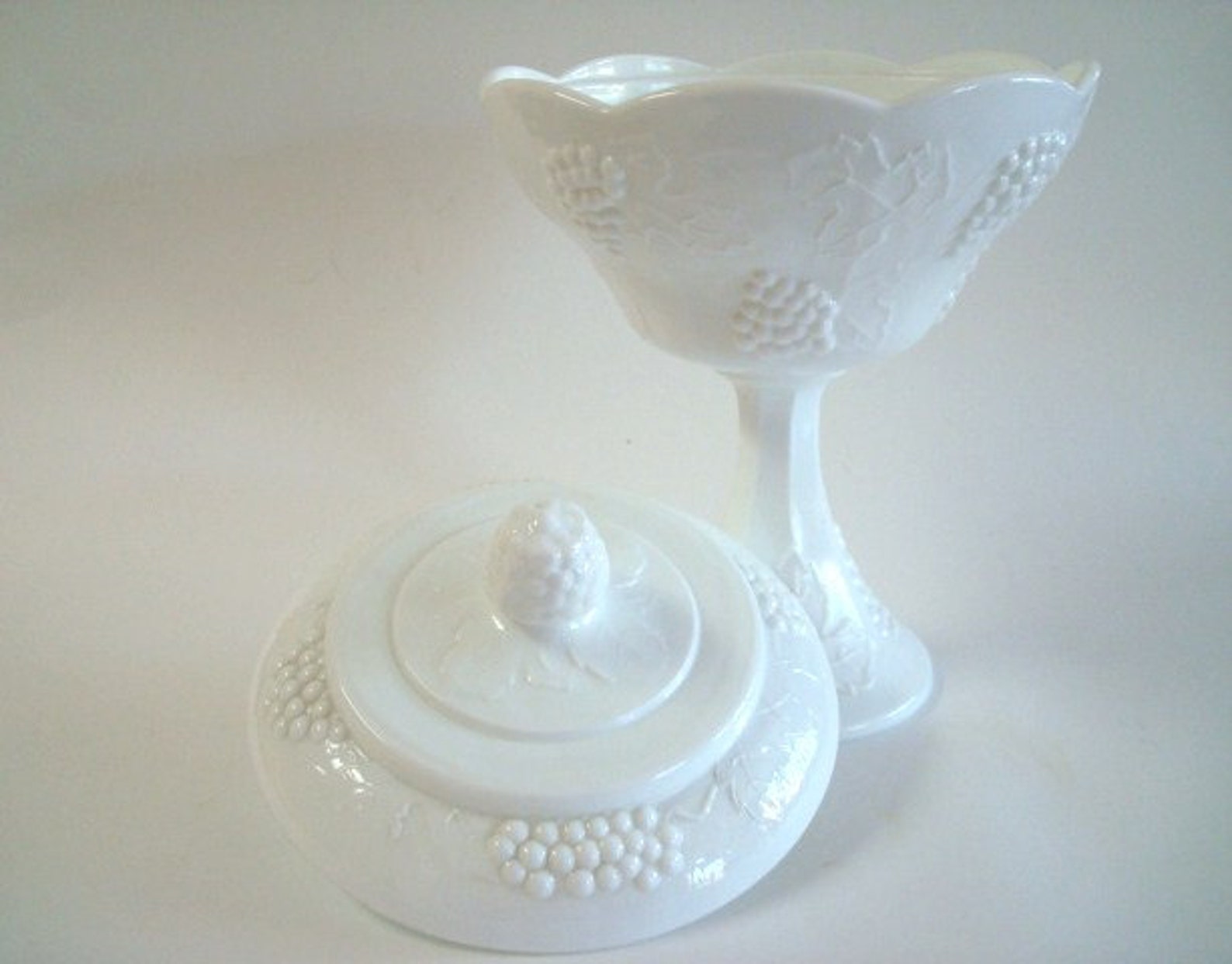 Vintage Milk Glass Grape Colony Harvest Wedding Bowl Compote. Etsy