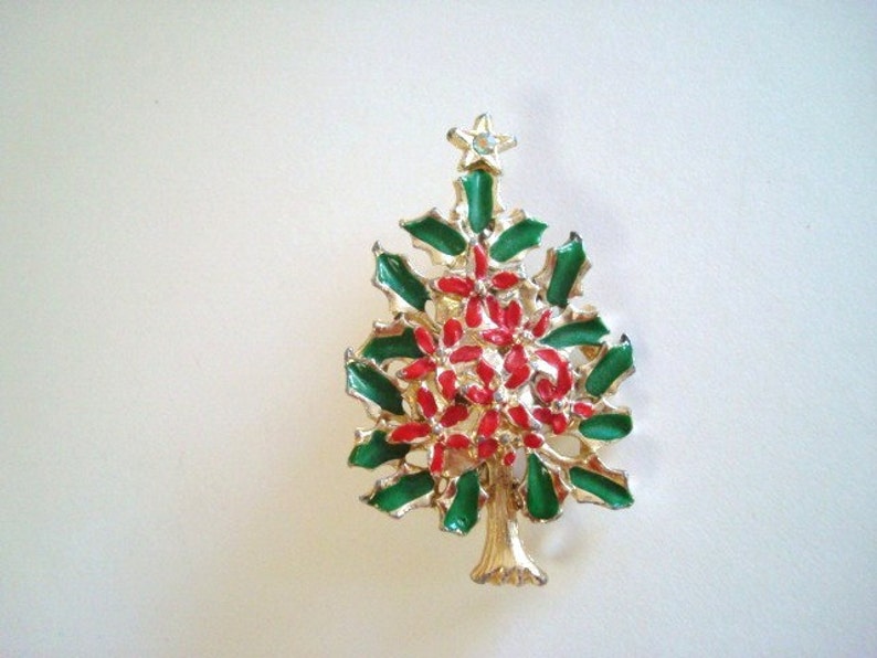 Vintage Christmas Tree Pin Brooch Etsy