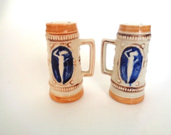 Vintage Ceramic Beer Stein Salt and Pepper Shaker Set