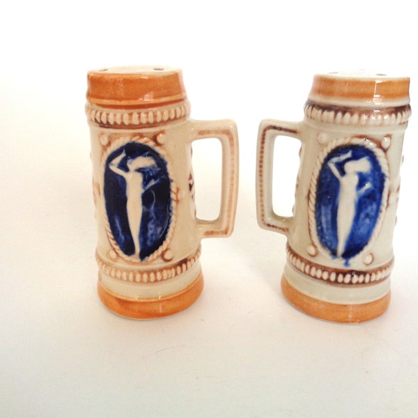 Vintage Ceramic Beer Stein Salt and Pepper Shaker Set