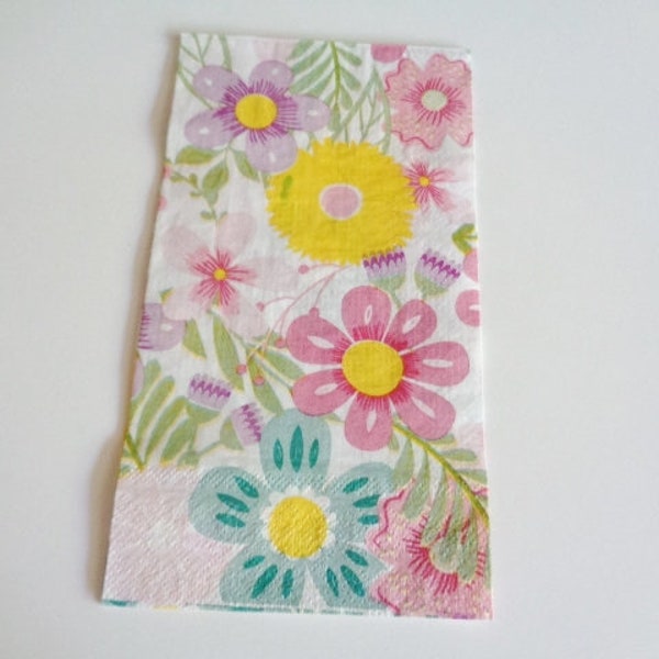 4 Spring Fling Floral  Paper Napkins Decoupage Collage Altered Art Crafts