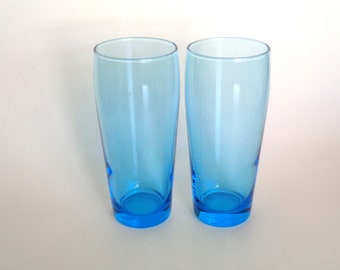 Vintage 14 oz Blue Water Glassess