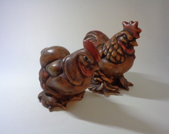 Vintage  Rooster and Hen Figurines