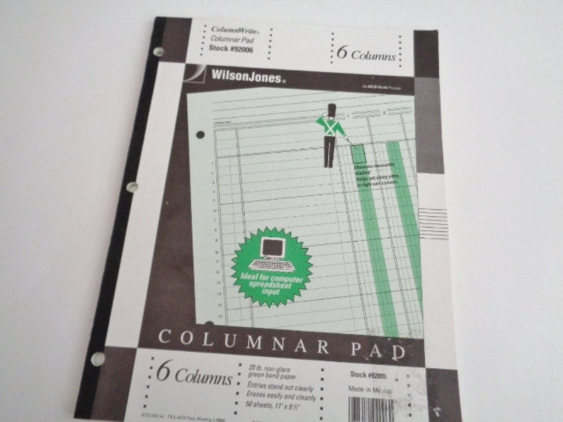 Columnar Pad 6 Column Wilson Jones 1993 Etsy