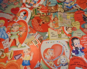 Vintage Used School Valentine Greeting Cards Set of 5.