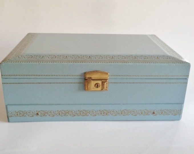 Vintage Blue Jewelry Box Etsy
