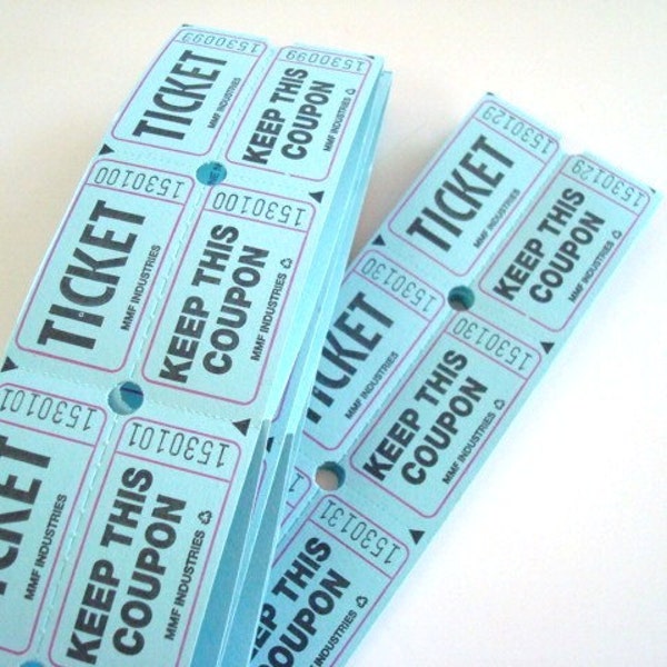 Blue Two Part Raffle Tickets - 30  Tickets