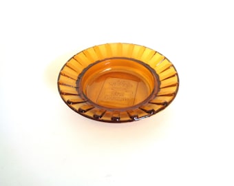 Vintage Best Western Motel Ashtray Round Amber Glass