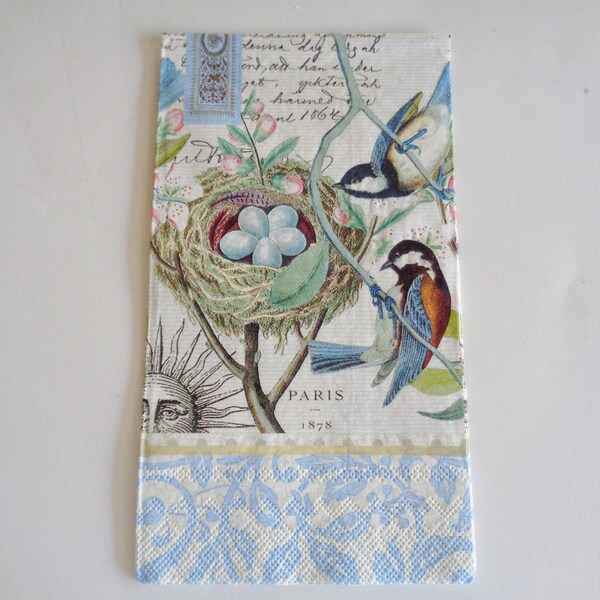 4 Blue Bird With Nest  Paper Napkins Decoupage Collage Altered Art Crafts