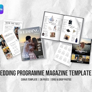 Editable Wedding Programme Magazine Template, QR Code Guest Access (Digital Download)