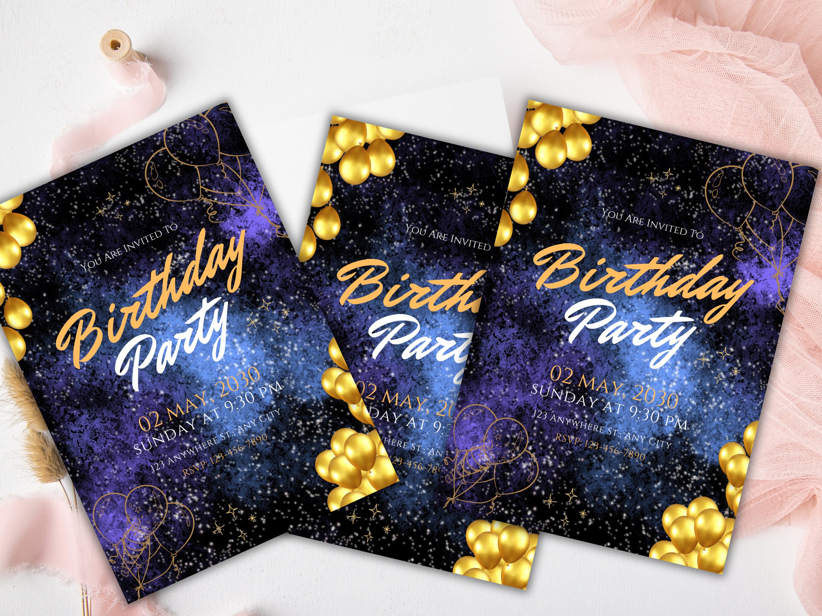 Modern Minimalist Birthday Invitation Template Printable Design - Etsy