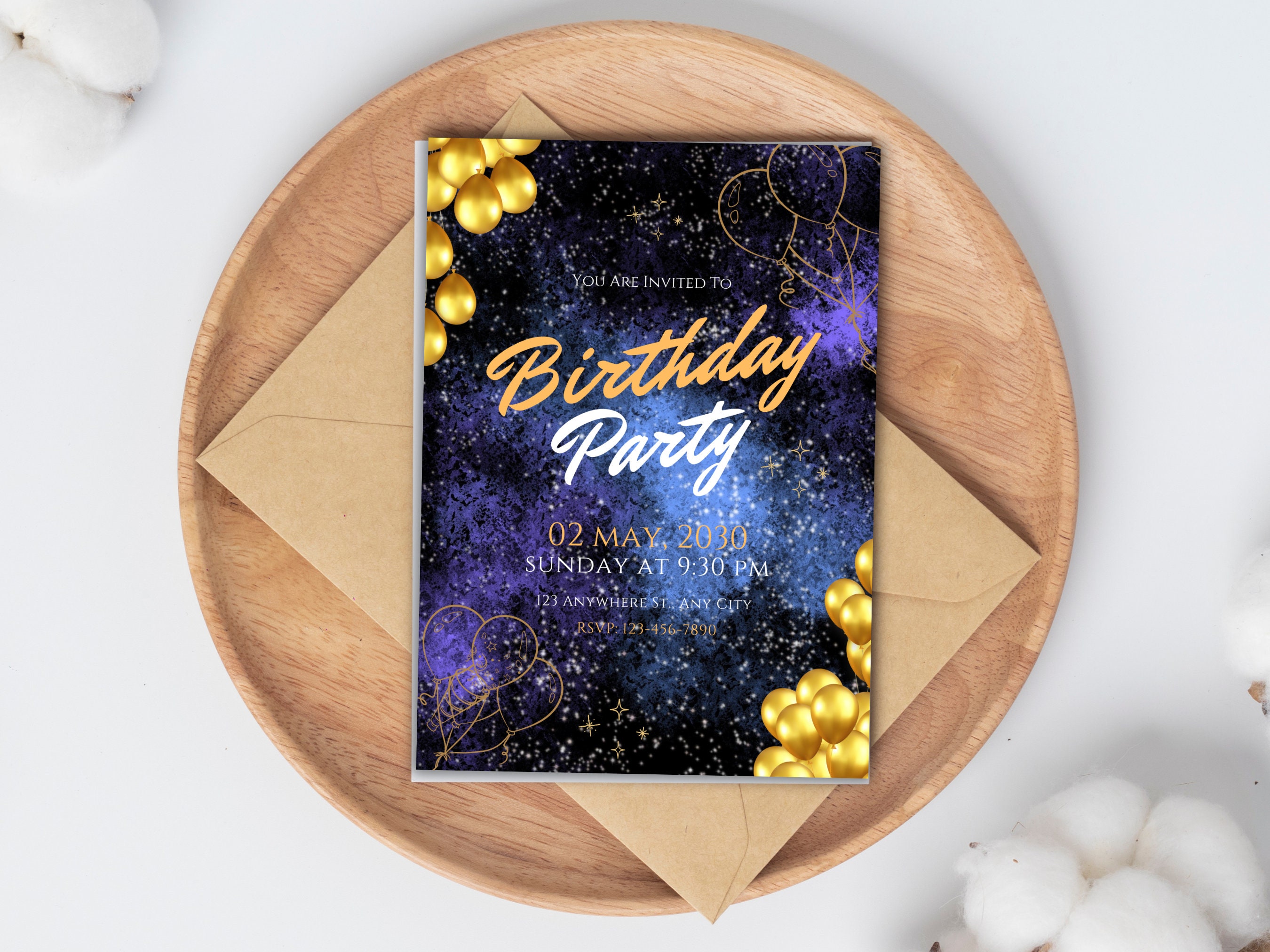 Modern Minimalist Birthday Invitation Template Printable Design - Etsy