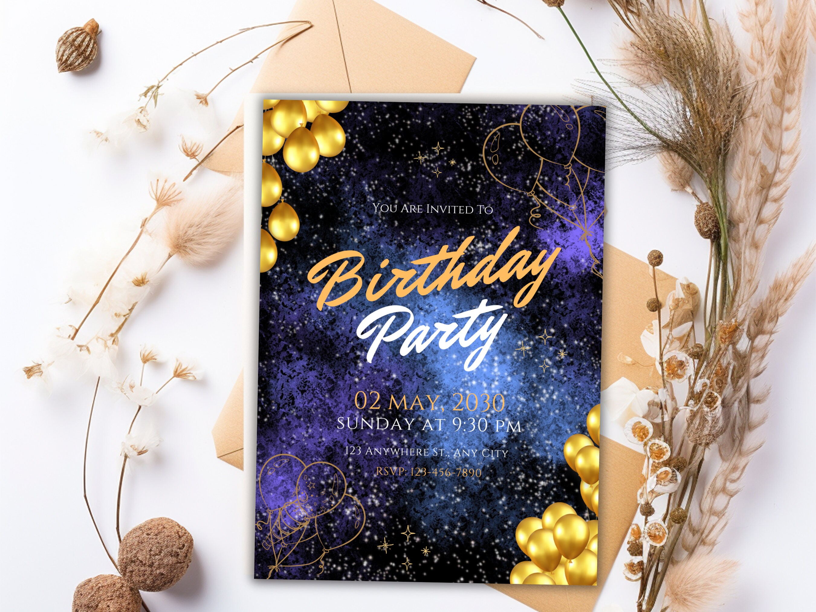 Modern Minimalist Birthday Invitation Template Printable Design - Etsy