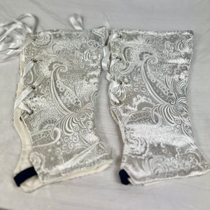 Silver White Brocade Bridal Spats
