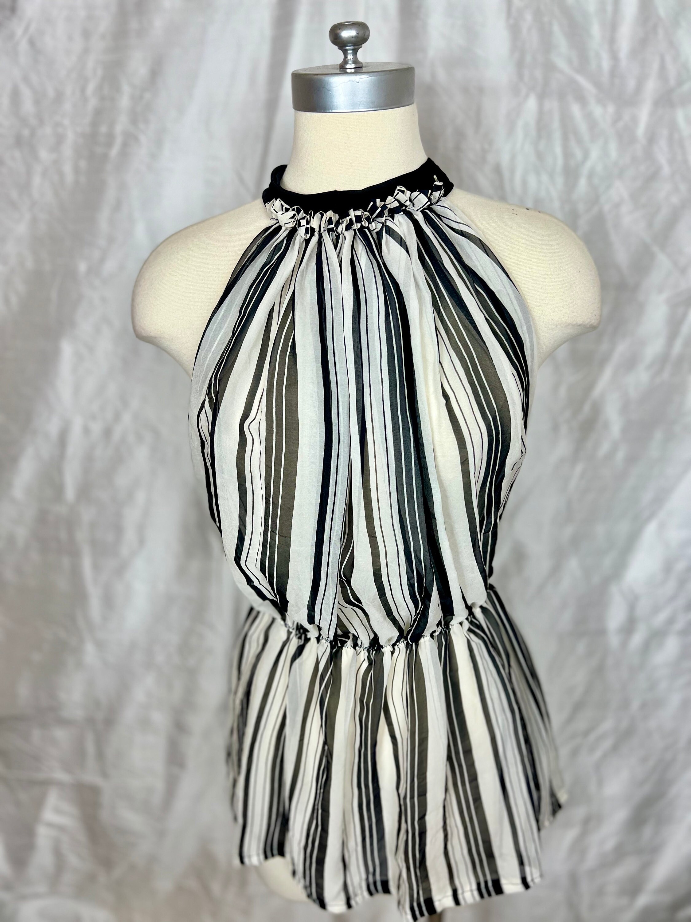 black and white chiffon top