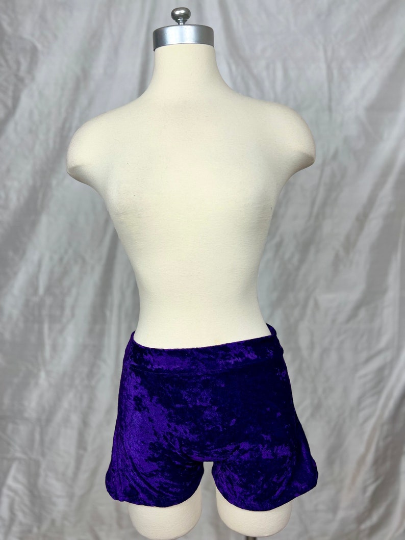 Purple Velvet Stretch Hot Pants Shorts image 2