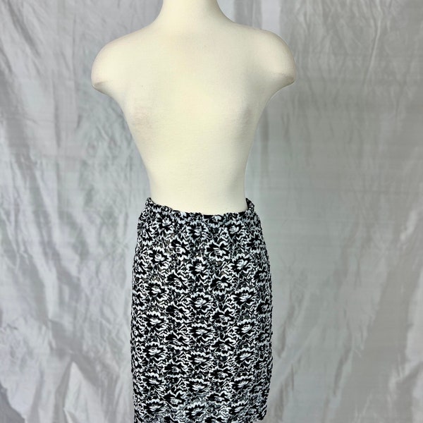 Black White Floral See Through Lace Pencil Skirt Size Small