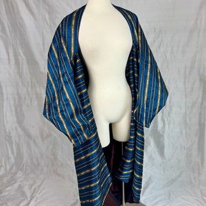 Blue & Gold Striped Cocoon Coat 20s Costume Piece