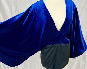Midnight Blue Velvet Kimono Top Size Medium To Large