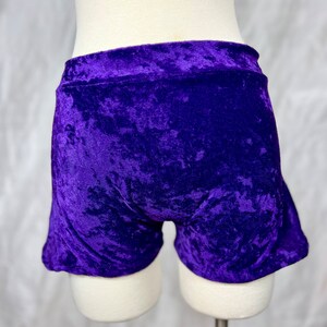 Purple Velvet Stretch Hot Pants Shorts image 1