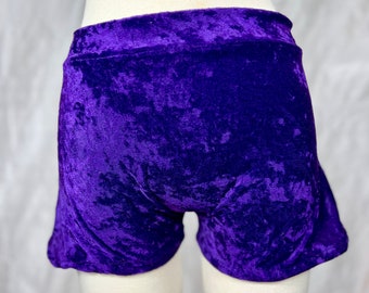 Purple Velvet Stretch Hot Pants Shorts