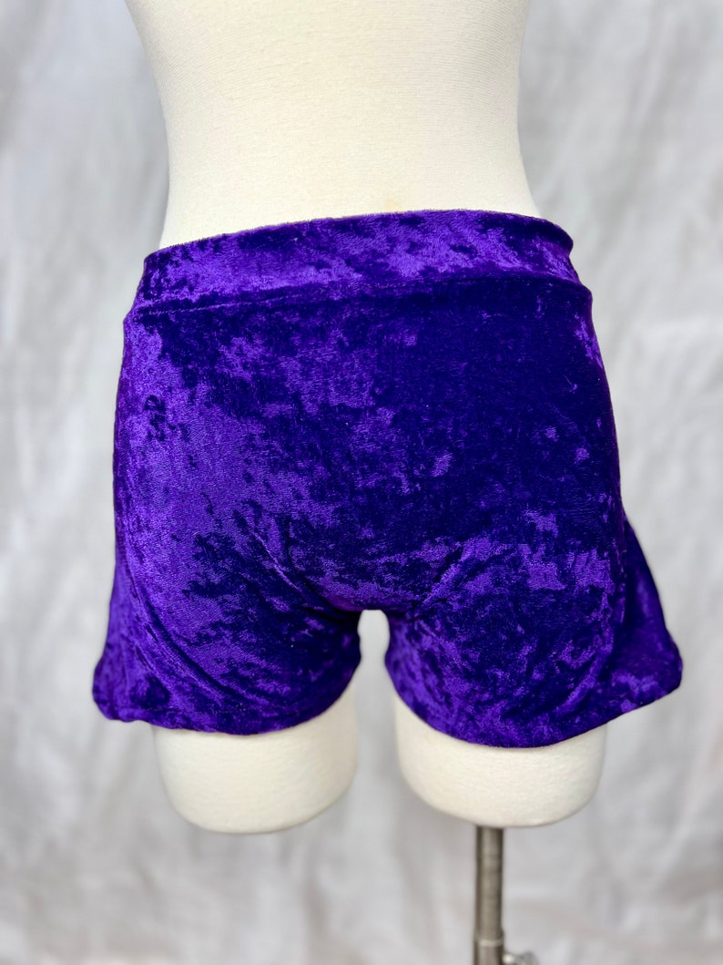Purple Velvet Stretch Hot Pants Shorts image 1