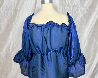 Blue Black Peasant Blouse Size Small